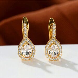 14K Gold Womens Hanging Drop 2ct Diamond Earrings Ladies New 14 K Silver Jewelry